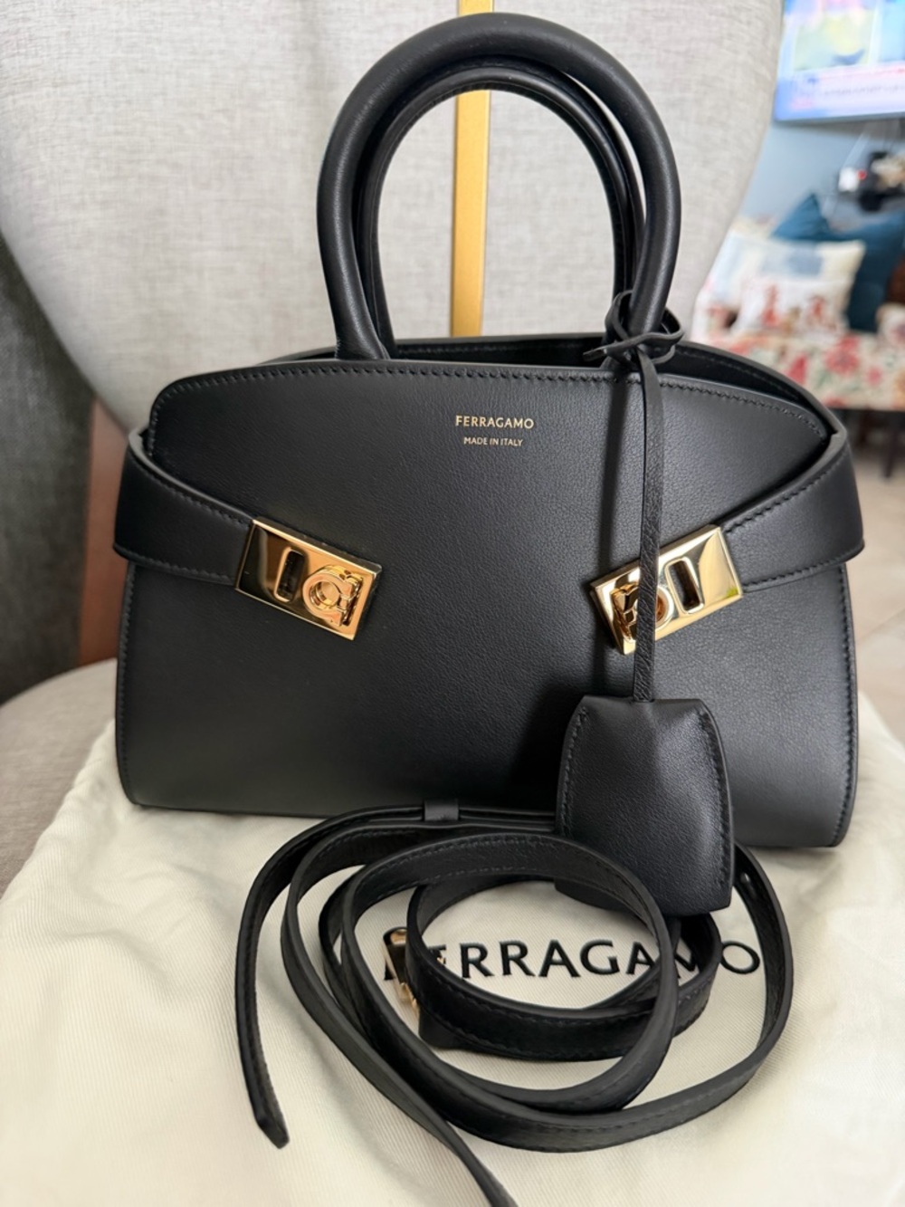 BNNB Salvatore Ferragamo mini HUG Crossbody Bag with Gold Hardware